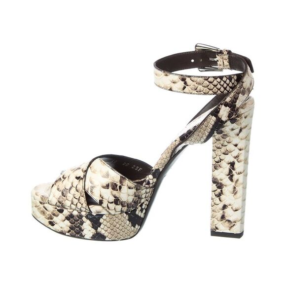 Michael Kors Cannon Runway Python-Embossed Leather Platform Sandal, Brown - Picture 2 of 5